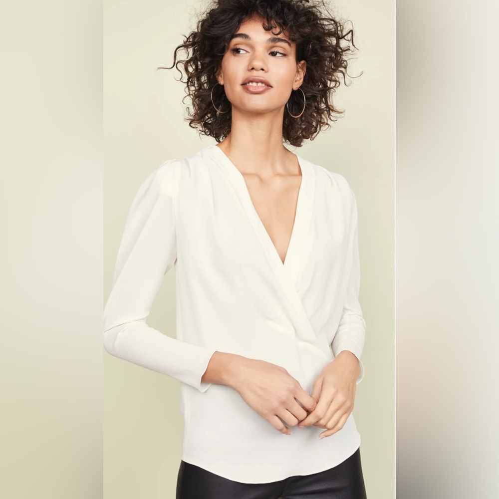 IRO Batcha V-Neck Long-Sleeve Top in Ivory